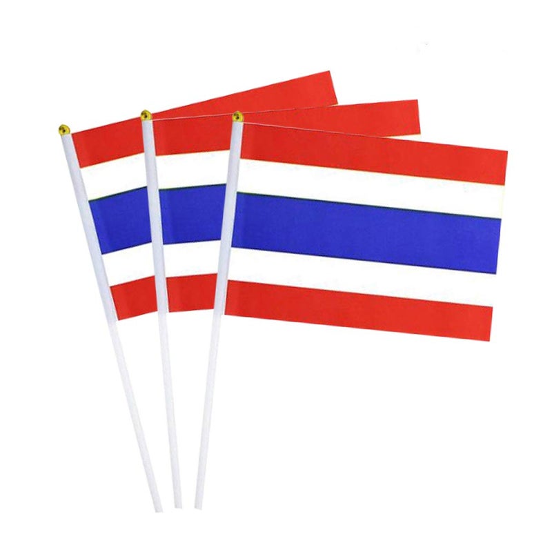 mflagperft Thailand Flag Thai Flag, Small Mini Handheld Thailand Flags on Stick, Ideal for Party Parades Sports Events Patriotic Festival Decorations - Image 1
